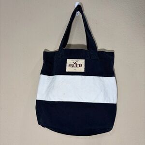 Hollister Tote Bag Blue & White Striped Casual Bag Carry All Beach Accademia Y2K